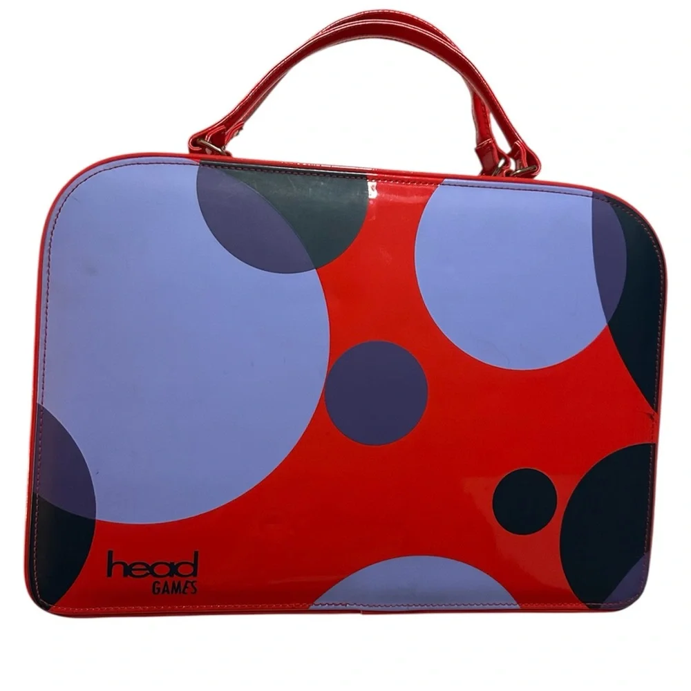 Head Games Retro Mod Polka Dot Red Patent Zipper Cosmetic Bag